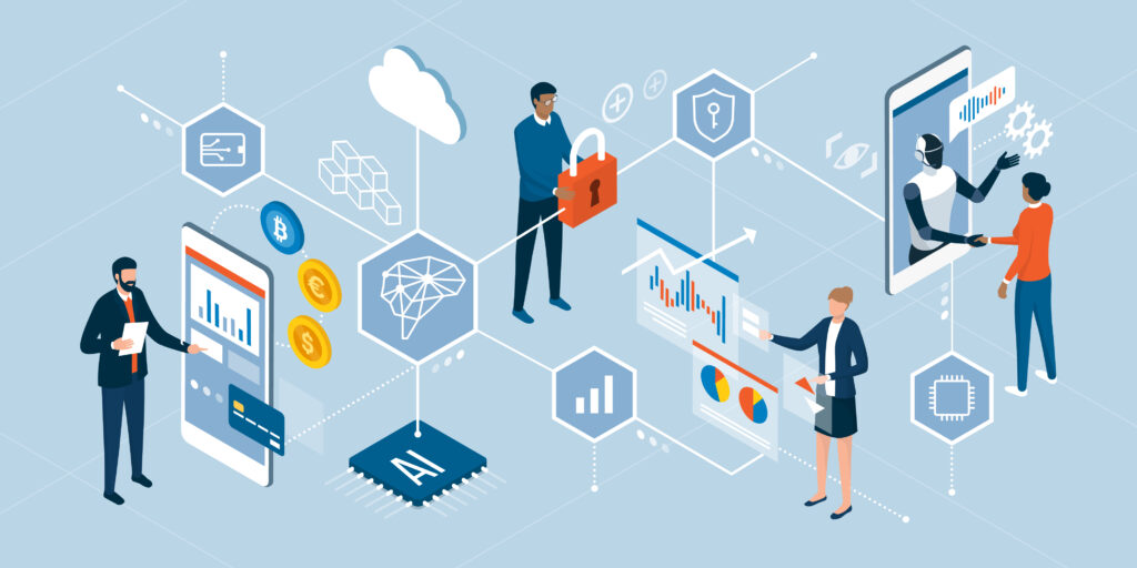 Innovative,Technologies,And,Finance,Trends:,Business,People,Interacting,With,Digital